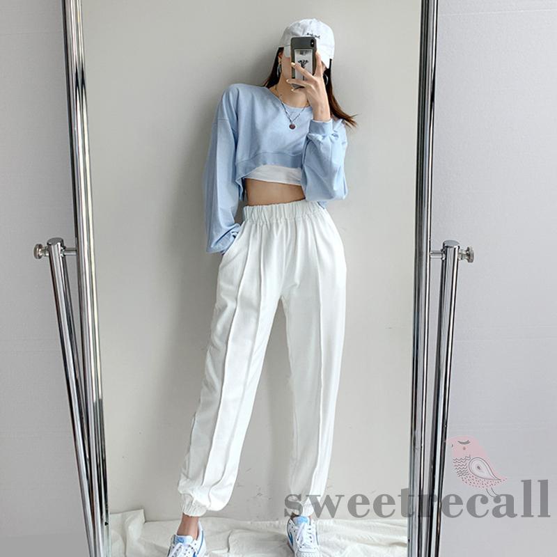 Áo sweatshirt croptop tay dài màu sắc thời trang trẻ trung dành cho nữ