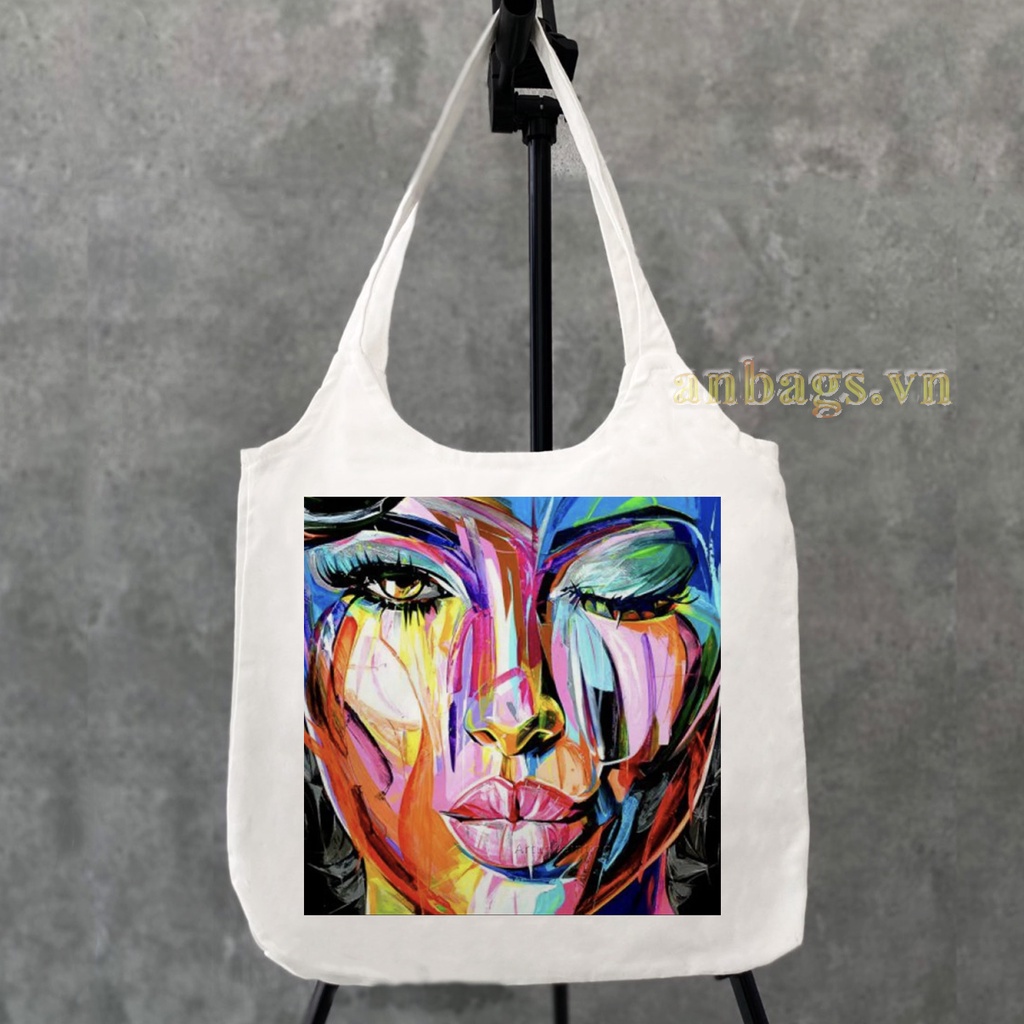 In theo yêu cầu,Túi tote đeo vai đeo chéo túi vải canvas giá rẻ đẹp đi học,đi chơi hiện đại phong cách Anbags