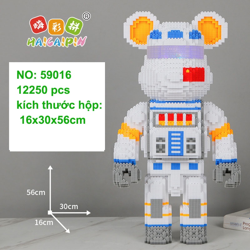 Xếp hình lắp ráp Le go tượng gấu bearbrick cỡ 55cm  bear brick LOL Jinx League XINZAI phi hành gia trang trí sang trọng