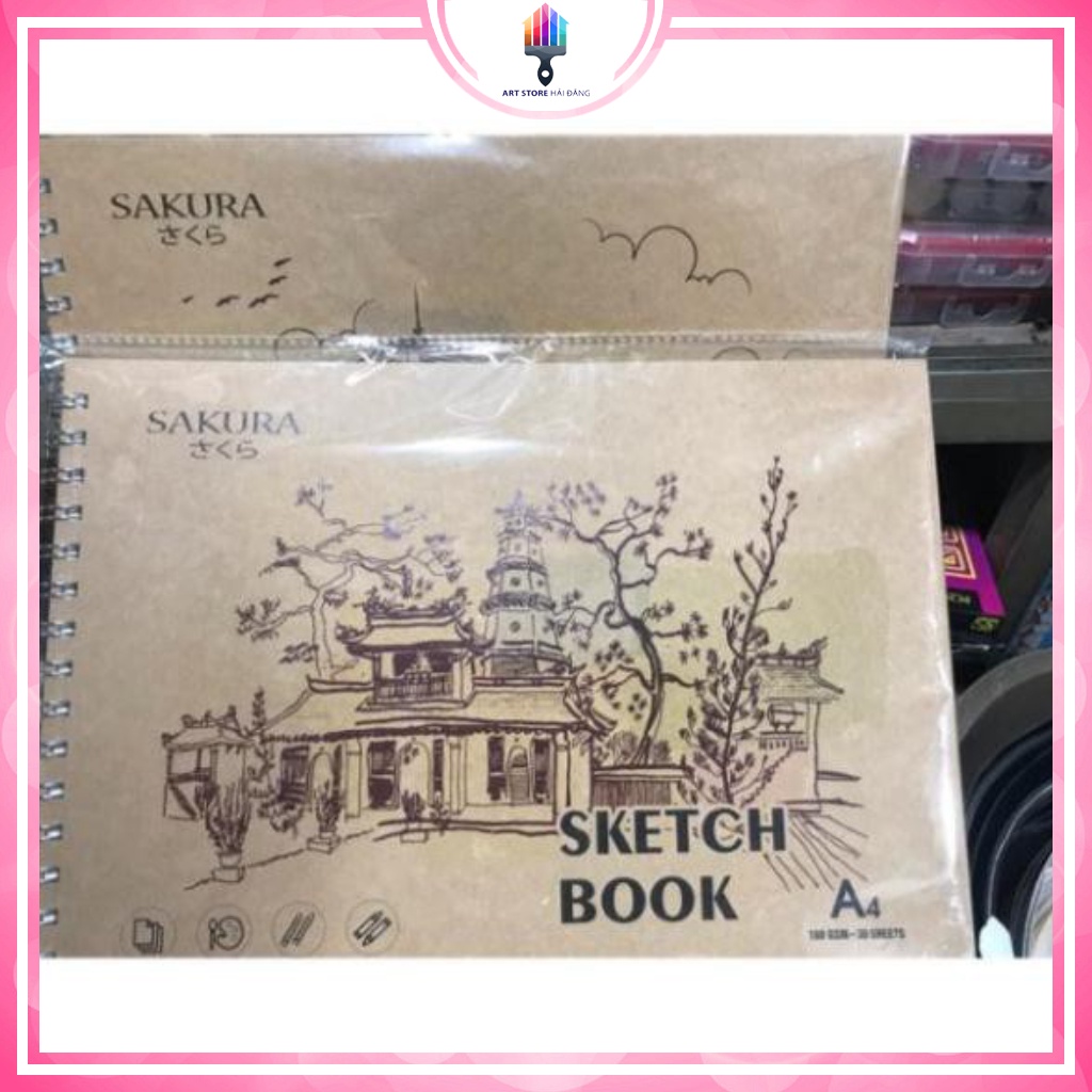 Sổ A4 Sakura - hàng nhập khẩu chính hãng 30 tờ chuyên vẽ màu nước, kí hoạ