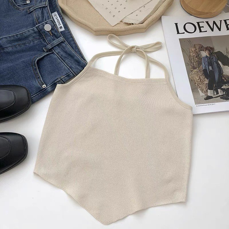 Áo Yếm Croptop Vạt Nhọn dáng Ôm Hở Lưng Quyến Rũ