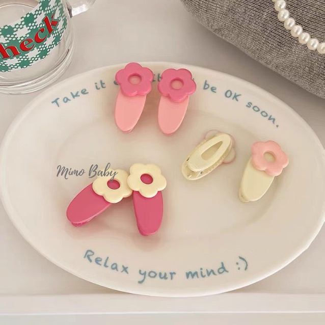 Set 2 kẹp tóc hình bông hoa dễ thương cho bé gái KT35 Mimo Baby