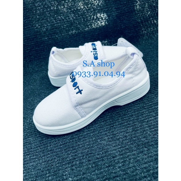 Giày thể dục ASIA vải DÁN TRẮNG bé trai/gái GO.9