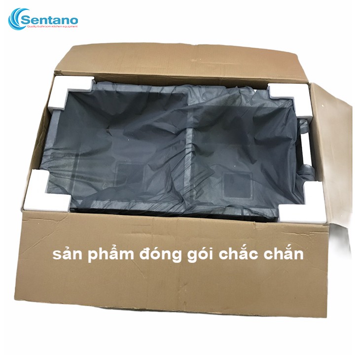 Chậu rửa chén SENTANO 2 hộc lệch 82x45 xả lọc rác kiểu vuông sang trọng