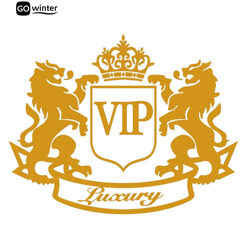 Sticker dán xe trang trí hình sư tư đôi và chữ VIP độc đáo