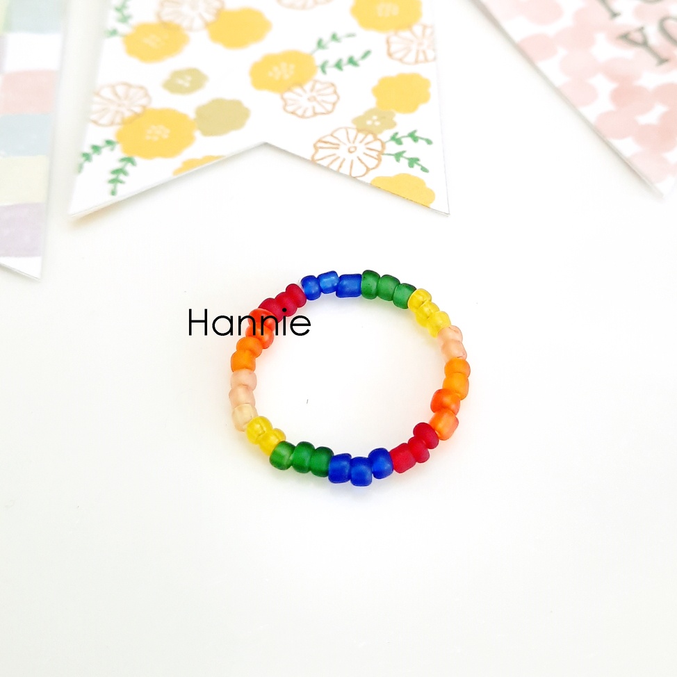 Nhẫn hạt cườm cầu vồng rainbow - Nhẫn dành cho nữ handmade đơn giản