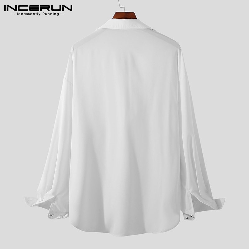 Áo sơ mi nam INCERUN tay dài trang trí dây có túi ở ngực phong cách Hàn Quốc thời trang