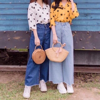 Quần tây ống rộng bò chị em hot hit