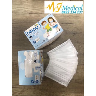 Khẩu trang trẻ em Bisou 4 lớp (Hộp 50 cái)