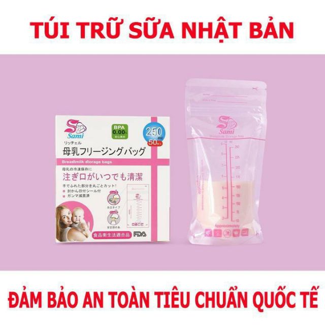Hộp 50 Túi Trữ Sữa Sami Nhật Bản 100ml, 150ml, 250ml