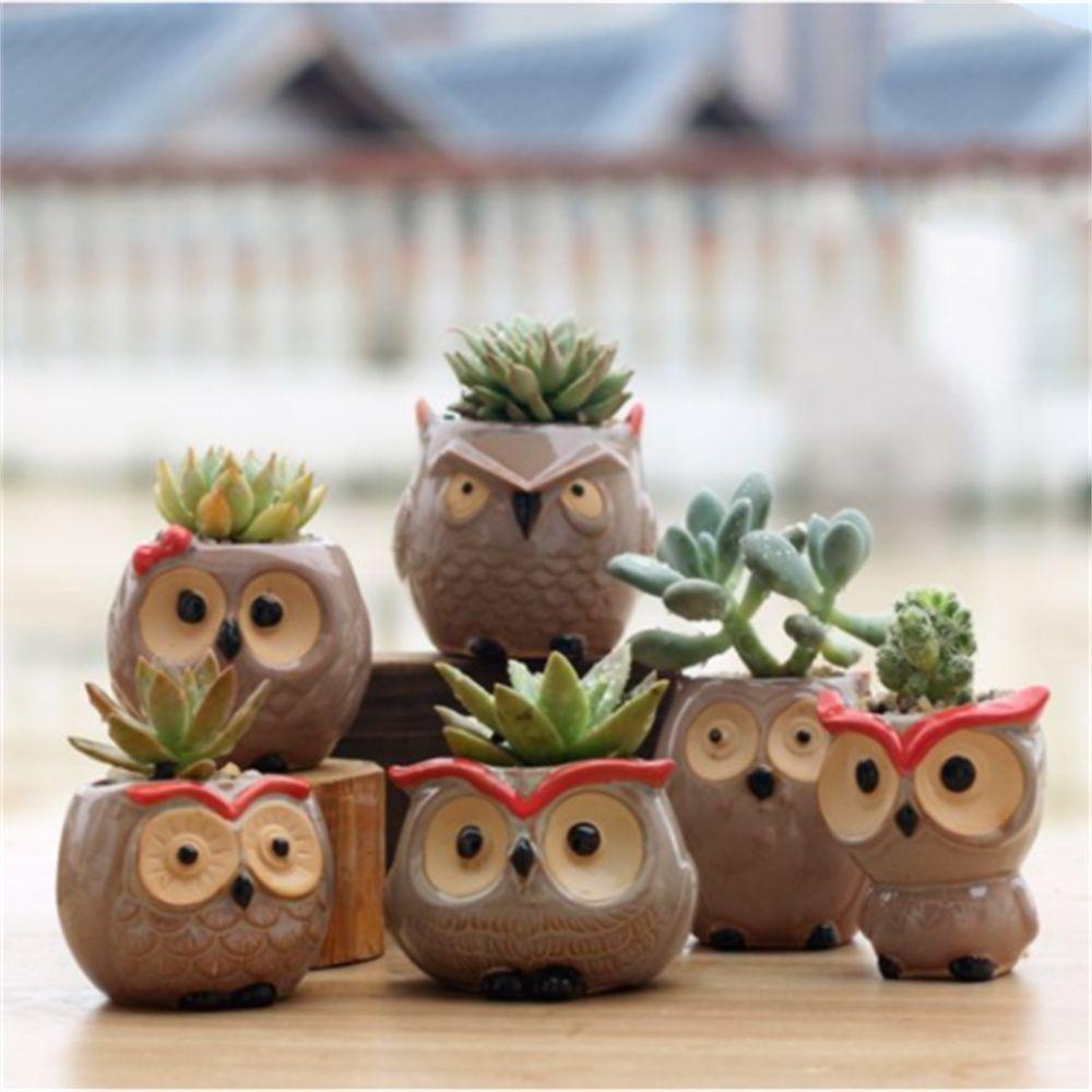 Bình Hoa Bằng Sứ Hình Cú Mèo Sáng Tạo Trang Trí Nhà Cửa