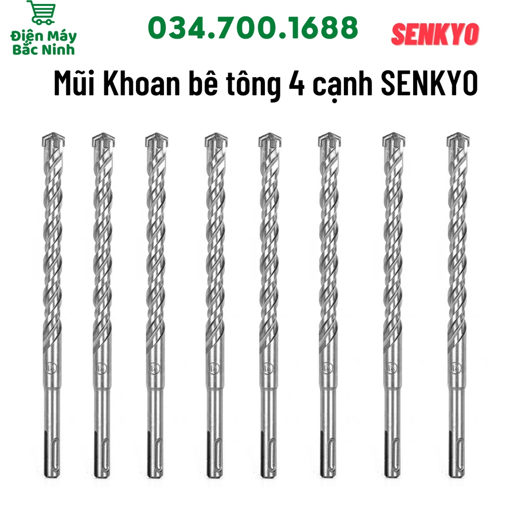 Mũi Khoan Bê Tông 4 cạnh Mũi khoan đa năng phi 6 8 10 12 14 16 SENKYO