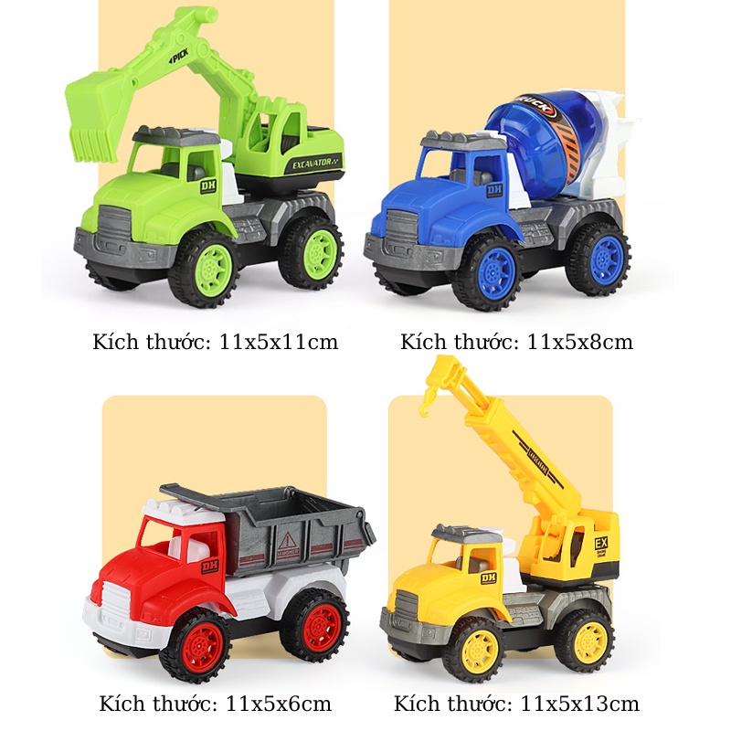 Bộ Ô tô Đồ Chơi Các Loại Xe Xây Dựng BBS: Máy xúc, Xe tải, Cần Cẩu...Cho Trẻ Em