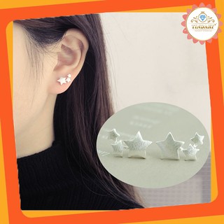 Khuyên tai mặt hình ngôi sao màu bạc thời trang cho nữ Tindary Store BT21