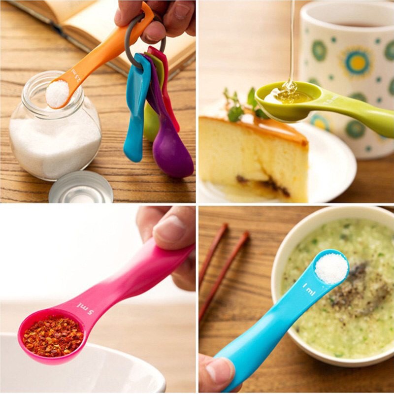 Set 5 muỗng đo lường bằng nhựa cao cấp thuận tiện đo lường chính xác nguyên liệu để chế biến thức ăn