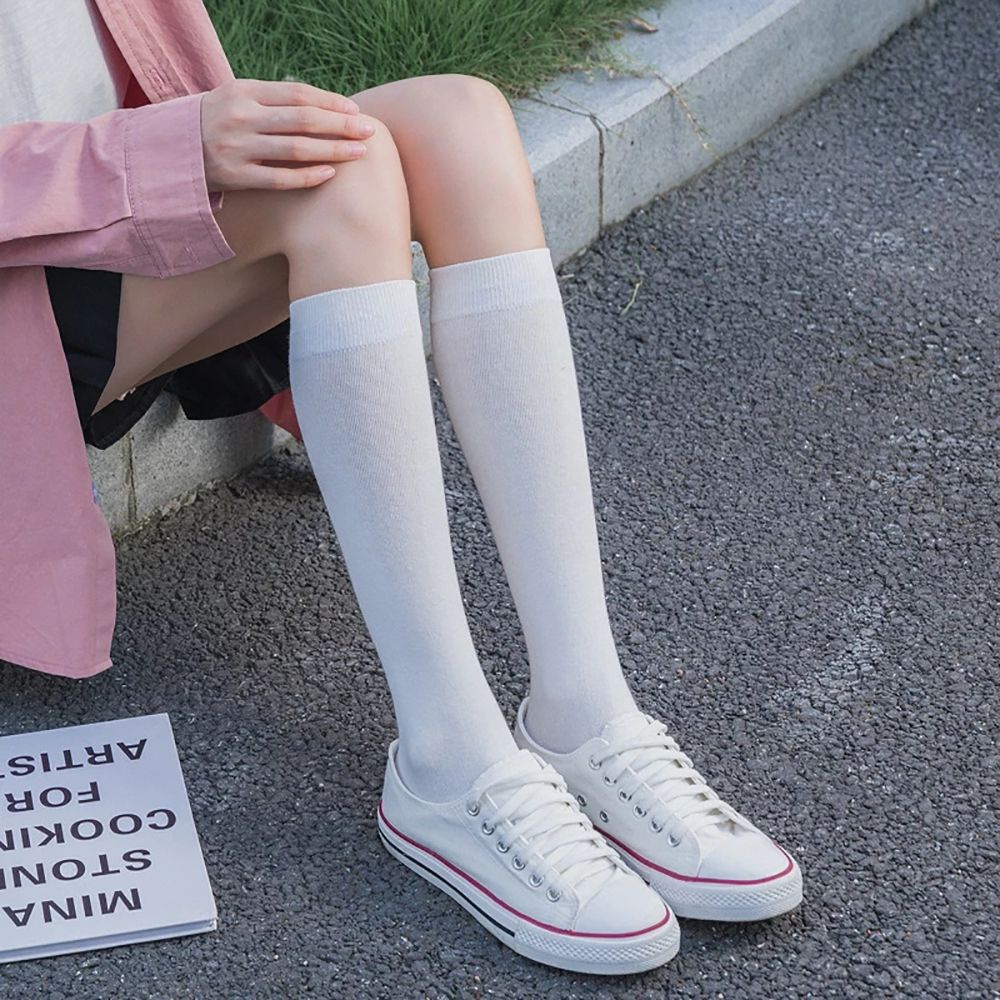 Vớ dài đến bắp chân vải cotton dệt kim ấm áp gợi cảm nhiều màu tùy chọn cho nữ