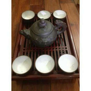 Khay đựng ấm chén giả gỗ cực đẹp