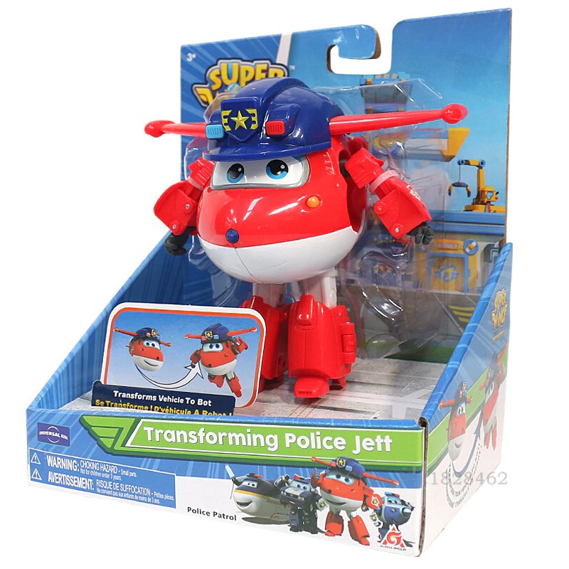 Super Wings đồ chơi trẻ em Robot biến hình máy bay cỡ lớn - Jett Team Cảnh Sát