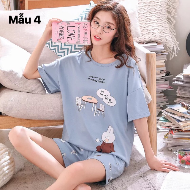 Bộ thun ngắn mặc nhà, hoạ tiết xinh xắn, chất mát | BigBuy360 - bigbuy360.vn