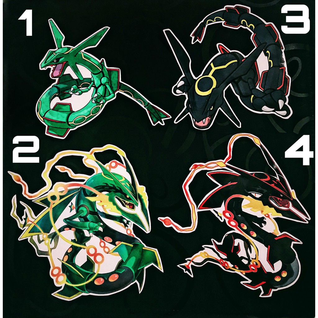 Giảm Giá Combo 2 Stickers/Hình Dán Pokemon Huyền Thoại - Rayquaza/Shiny  Rayquaza - Beecost