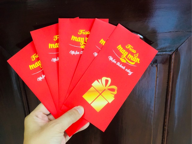 Xấp 10 Bao Lì Xì TRAO MAY MẮN NHẬN THÀNH CÔNG siêu kute