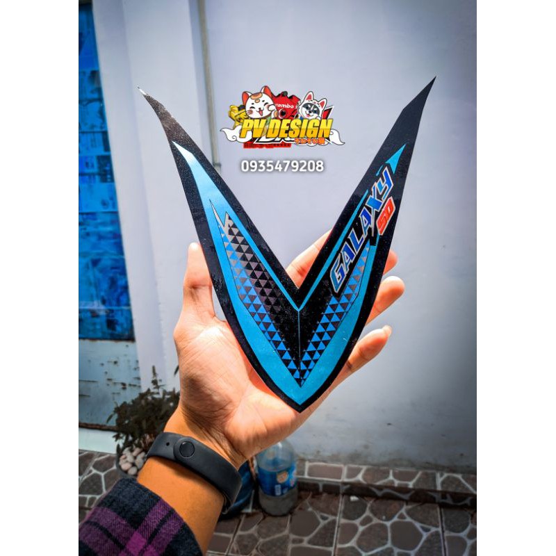 Tem galaxy 50cc xanh đen trắng