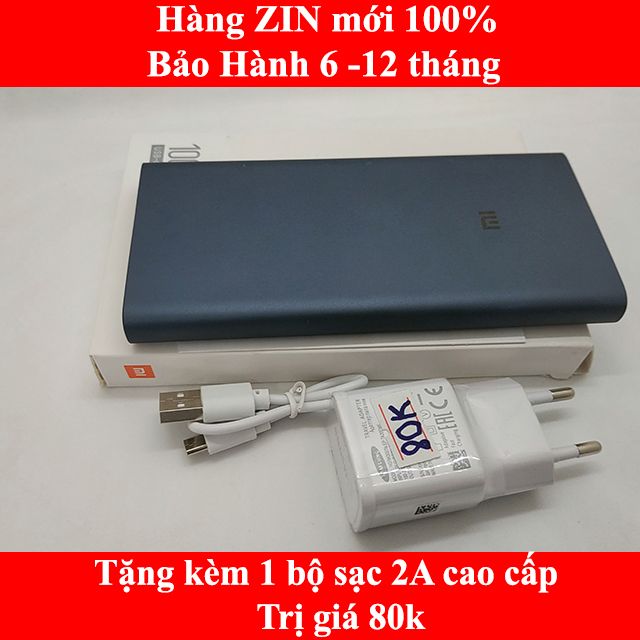 Pin sạc dự phòng Xiaomi 10000 mAh Gen3 Quick Charge 3.0 bản mới nhất 2019 bảo hành 6 tháng - tặng kèm củ cáp sạc 2A