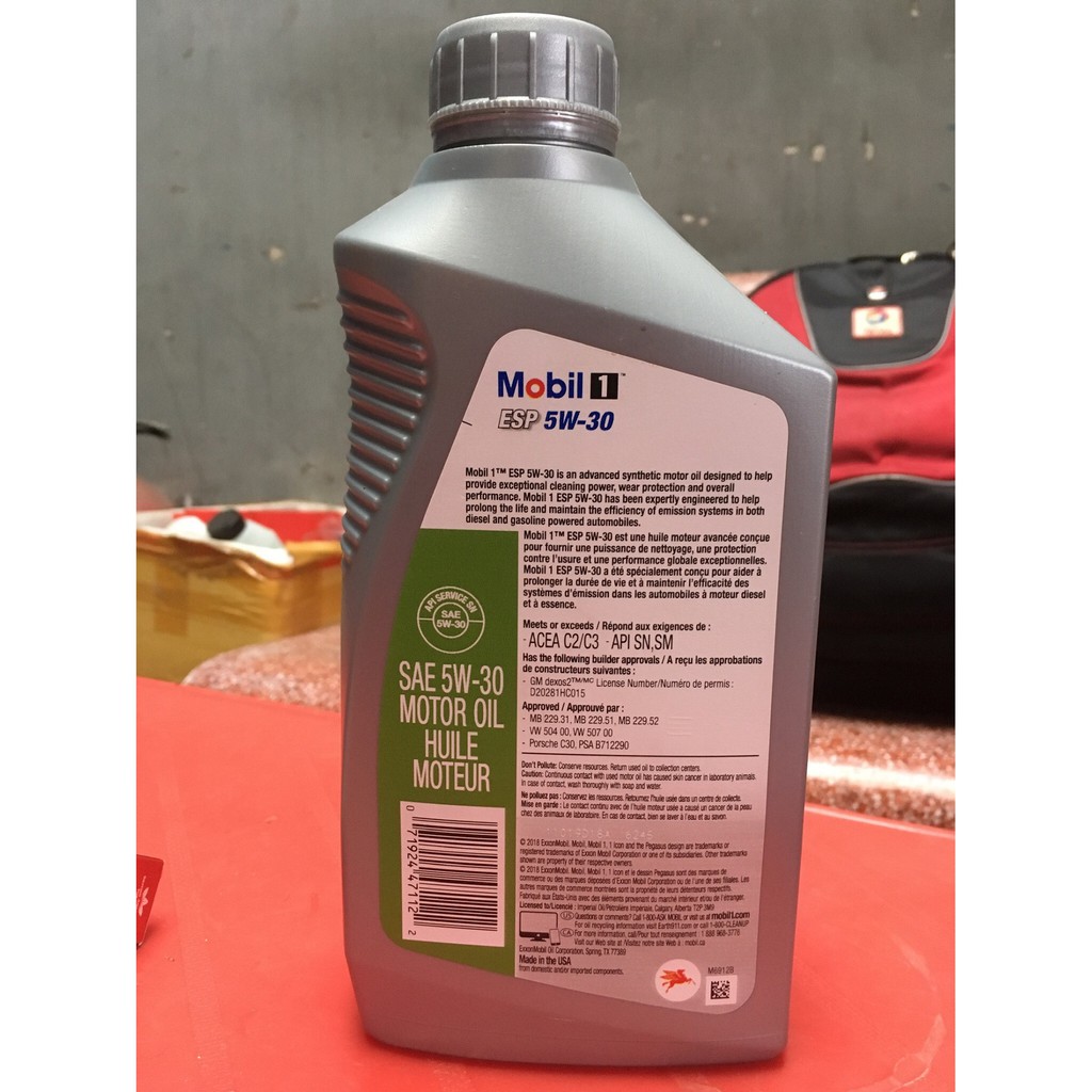 Thùng 6 chai Nhớt Mobil 1 ESP 5W30 Nhập khẩu Mỹ 946ml