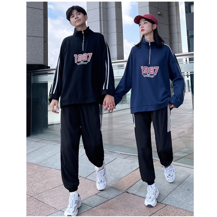 Áo POLO Dài Tay Cặp Đôi 1987 Sành Điệu, Nỉ Ngoại Dày Dặn Mịn Ảnh Thật Siêu Thời Trang Thu Đông 2022