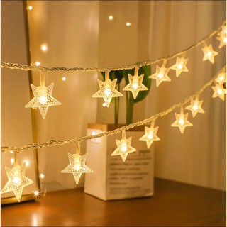 [TẶNG PIN] Dây Led Trang Trí Ngôi Sao, Ánh Sáng Vàng, dài 3m, 6m. 2 chế độ sáng  - TT Shop