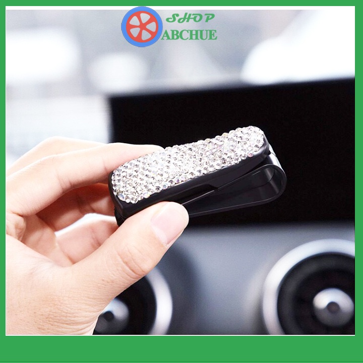 Kẹp treo mắt kính trên xe hơi, kẹp cài kính trên ô tô đính đá sang trọng