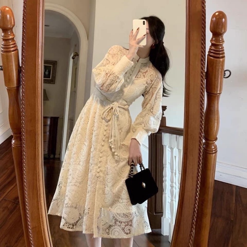 Váy ren tiểu thư, đầm đi ăn cưới tiệc, du lịch hai dáng dài ngắn hàng loại 1 Aimee closet