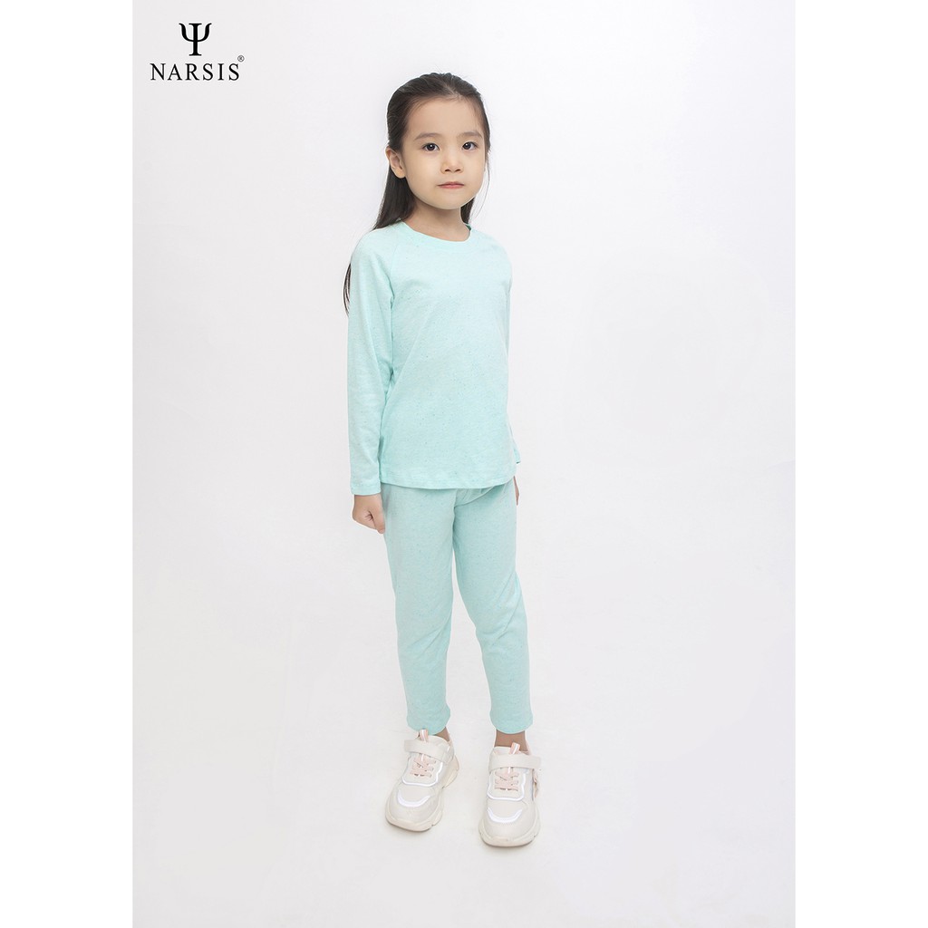 Bộ thu đông bé gái Narsis KM0033 màu xanh ngọc chất Cotton