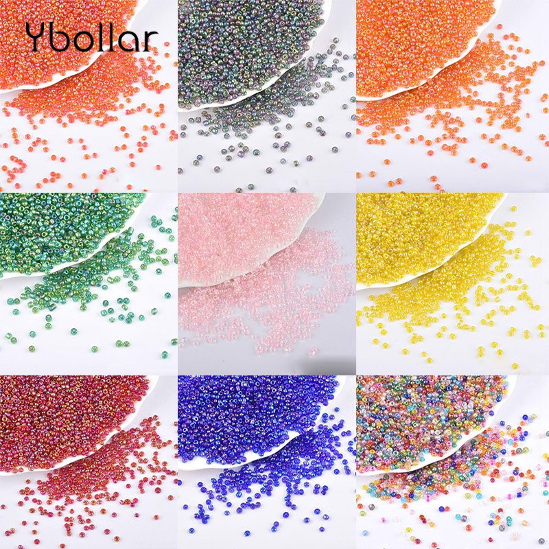 Túi 2000 Hạt Thủy Tinh Nhiều Màu Sắc 2mm 30g Dùng Làm Trang Sức DIY