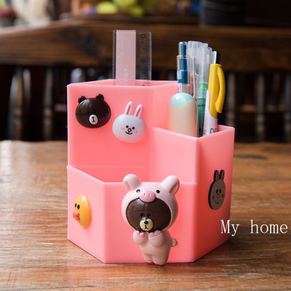 Hộp Đựng Bút Để Bàn Đa Năng Họa Tiết Hoạt Hình Dễ Thương Cho Bé Gái