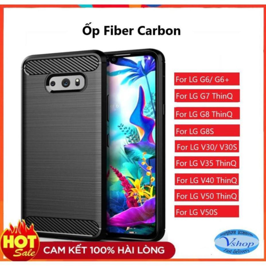 Ốp LG G6+/ LG G7/ LG G8/ V30/ V35/ V40/ V50/ V50S/ LG G8X/ V60/ LG Velvet chống sốc vân carbon hấp thụ nhiệt cao cấp