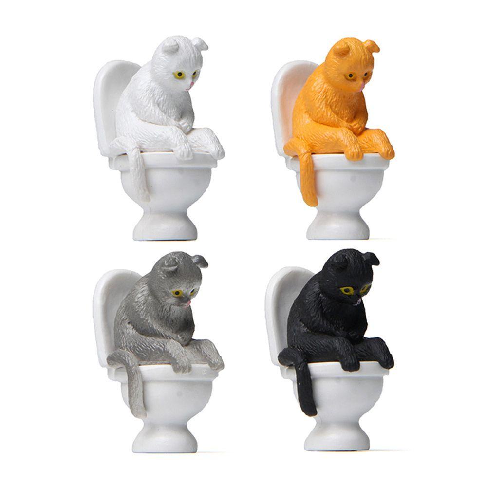 Mô Hình Chú Mèo Ngồi Toilet Bằng PVC Dùng Trang Trí DIY