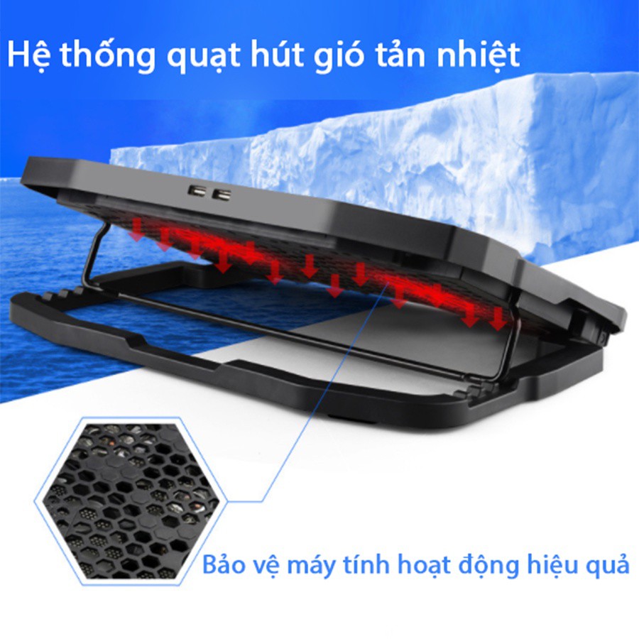 Đế tản nhiệt Latope quạt hút nhiệt nâng chỉnh độ cao làm mát máy tính laptop