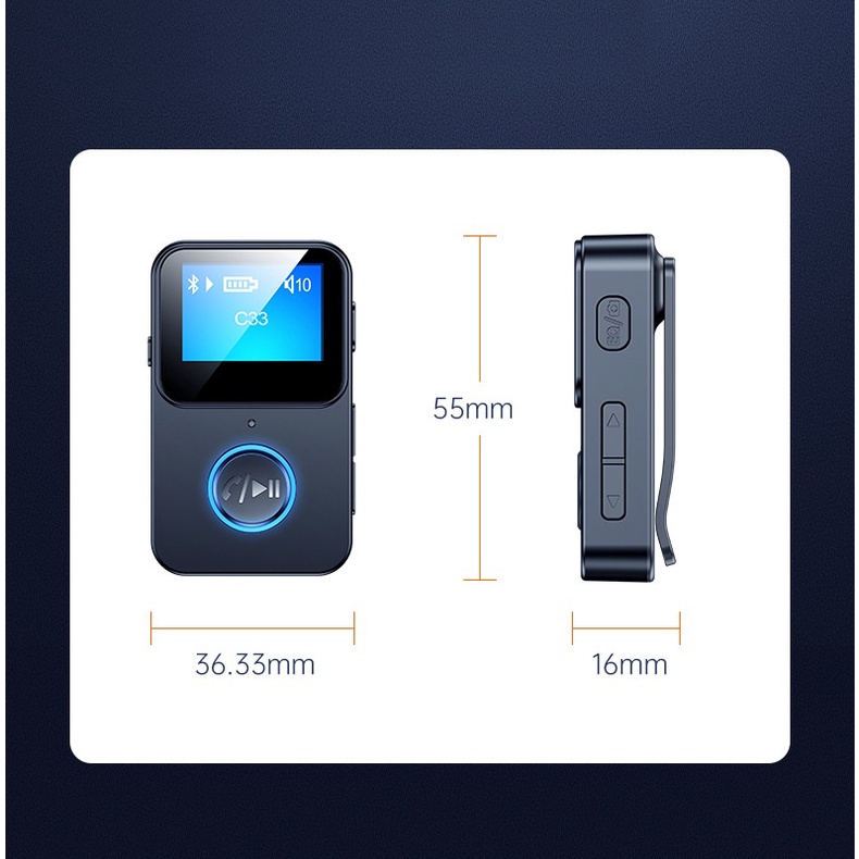 Máy Nghe Nhạc MP3 Mini Có Màn Hình LCD Bluetooth 5.0, Điều Khiển Từ Xa Chụp Ảnh Hỗ Trợ Thẻ TF C33 HOMESTORE