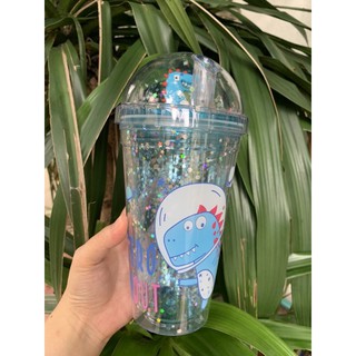 [FREESHIP]Bình nước khủng long 380ml (kèm ống hút)
