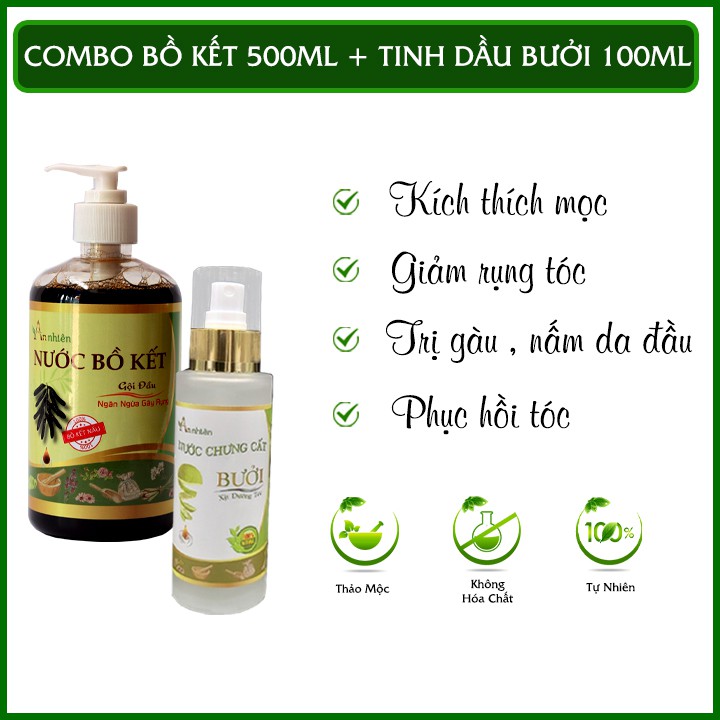 Combo Nước Bồ Kết 500ml + Tinh Dầu Bưởi Dưỡng Tóc - Kich thich mọc tóc, Giảm rụng tóc