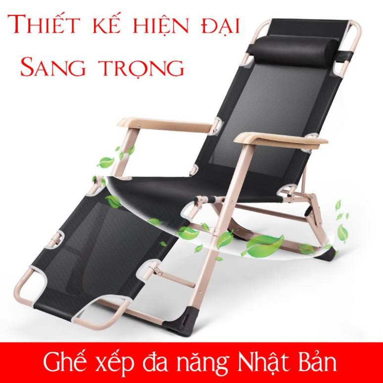 Ghế xếp nằm ngủ trưa văn phòng, thư giãn, ghế xếp inox gấp gọn tiện lợi, đa năng, kiểu dáng trang nhã, dùng 4 mùa