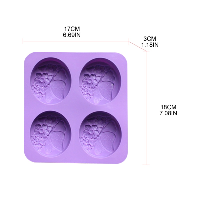 Khuôn Silicone Làm Bánh Trung Thu / Xà Phòng / Bánh Trung Thu 4 Ngăn Hình Hoa Bướm DIY
