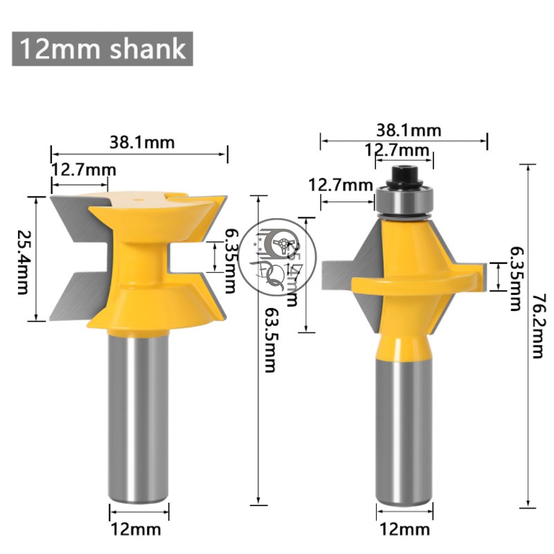 [ BỘ 2 MŨI PHAY GHÉP VÁN ĐA NĂNG 120 ĐỘ ] - MŨI SOI GHÉP VÁN GỖ 10 ĐẾN 25MM Lưỡi dao được làm bằng hợp kim carbide