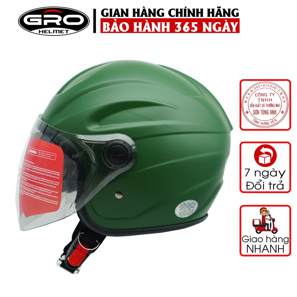 Mũ bảo hiểm cả đầu Gro T318 V3 có kính, nhựa ABS bền đẹp, khóa kim loại chắc chắn, mút xốp dày dặn - nhiều màu