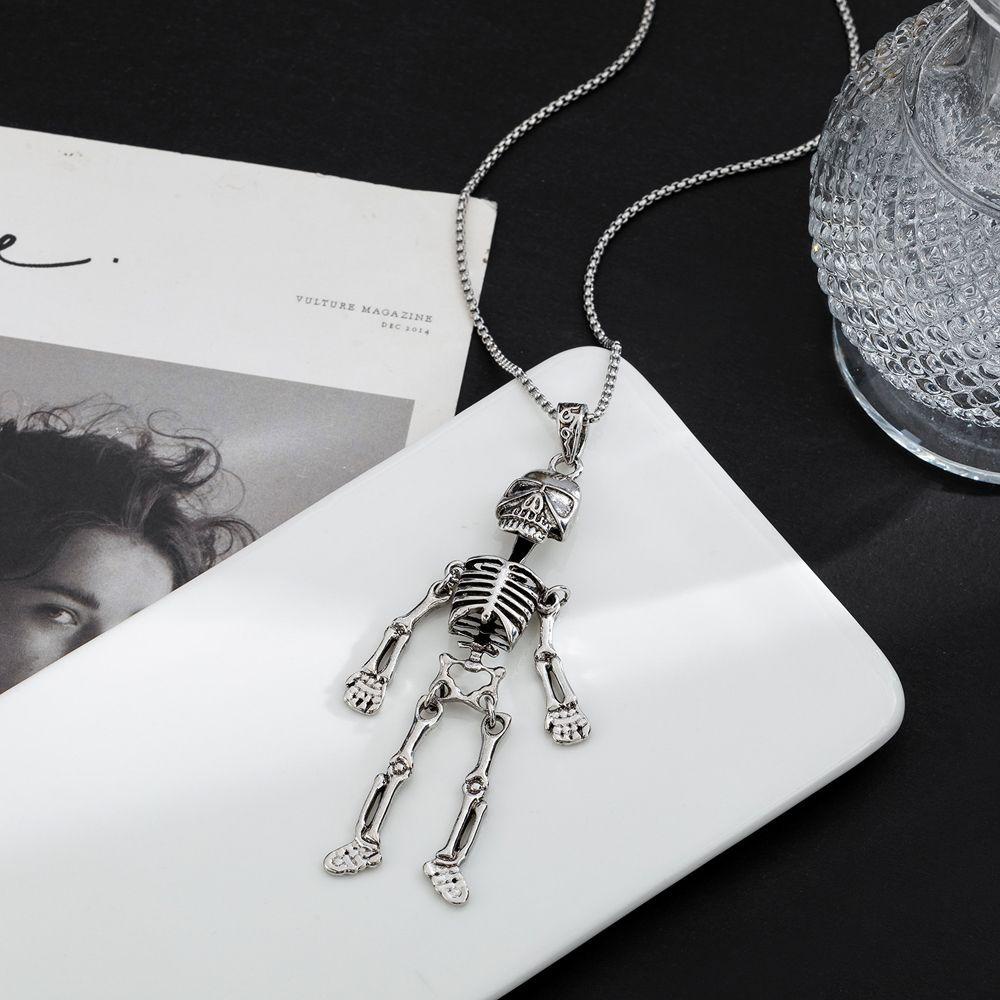 Vòng cổ Thép Titan Mặt Hình Bộ Xương Người Phong Cách Hiphop Vintage Thời Trang Cho Nam