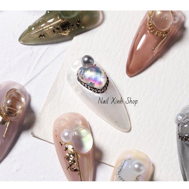 Hủ đá nail trang trí phong cách Nhật, phụ kiên nail cao cấp, phụ kiện nail hot 2021