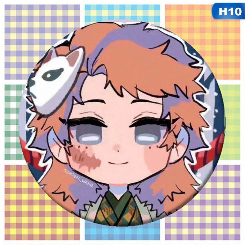 ( ver chibi ) Huy hiệu anime chibi in hình KIMETSU NO YAIBA THANH GƯƠM DIỆT QUỶ phụ kiện cài áo xinh xắn
