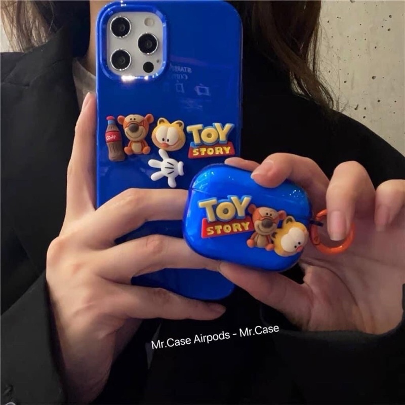Combo Case iPhone + Case Airrpods Dẻo Hình Gấu Xanh Nổi- Mr.Case AirPods
