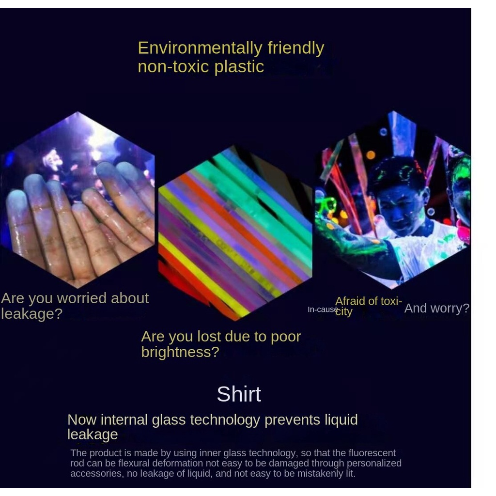 Set 50 thanh phát sáng trong bóng tối 7 màu và đầu nối cho mắt kính vòng cổ/ vòng đeo tay/ mắt kính/ vòng tay cho trẻ em